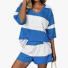 Spring/Summer Women's Striped Short-Sleeve Top & Casual Shorts Two-Piece Sportswear Set
