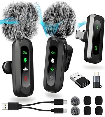 [Novedad 2025 3 en 1] Micrófono de Pin Inalámbrico para iPhoneiPadAndroidPC, Uso Simultáneo por Dos Usuarios, Conexión Instantánea, Sincronización AudioVideo,