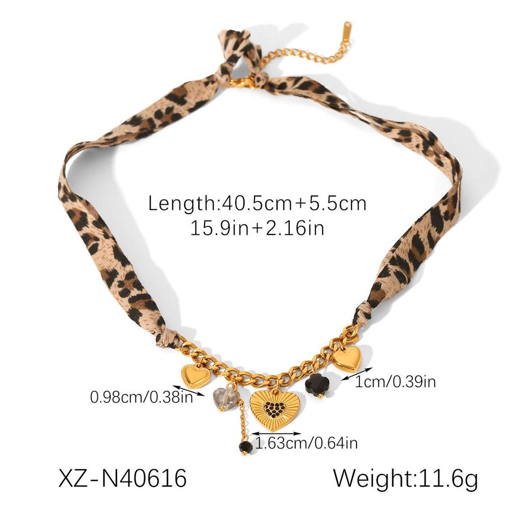 Women's Luxury Leopard Print Silk Scarf & Non-Fading Titanium Steel Bracelet