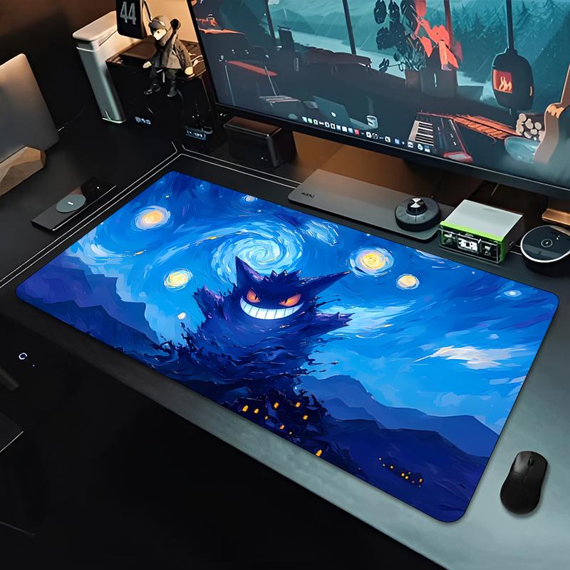 Pokemon Gengar Gaming Mouse Pad Purple Ghost Fire Desk Mat Nonslip Rubber for PC Laptop Gamer 30x80x0.2cm