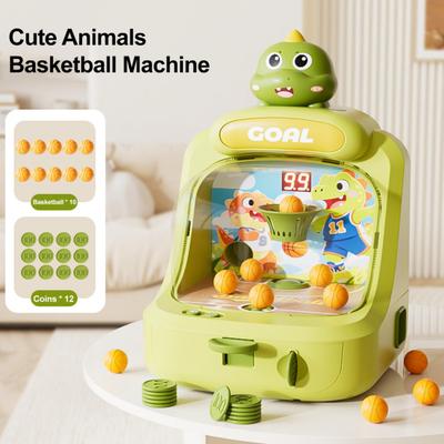 Yousheng Cartoon Animal Basketball Shoot Game with Score Display Mini Basketball Shoot Arcade Machine Tabletop Dinosaur Bear Basketball Hoop Toy