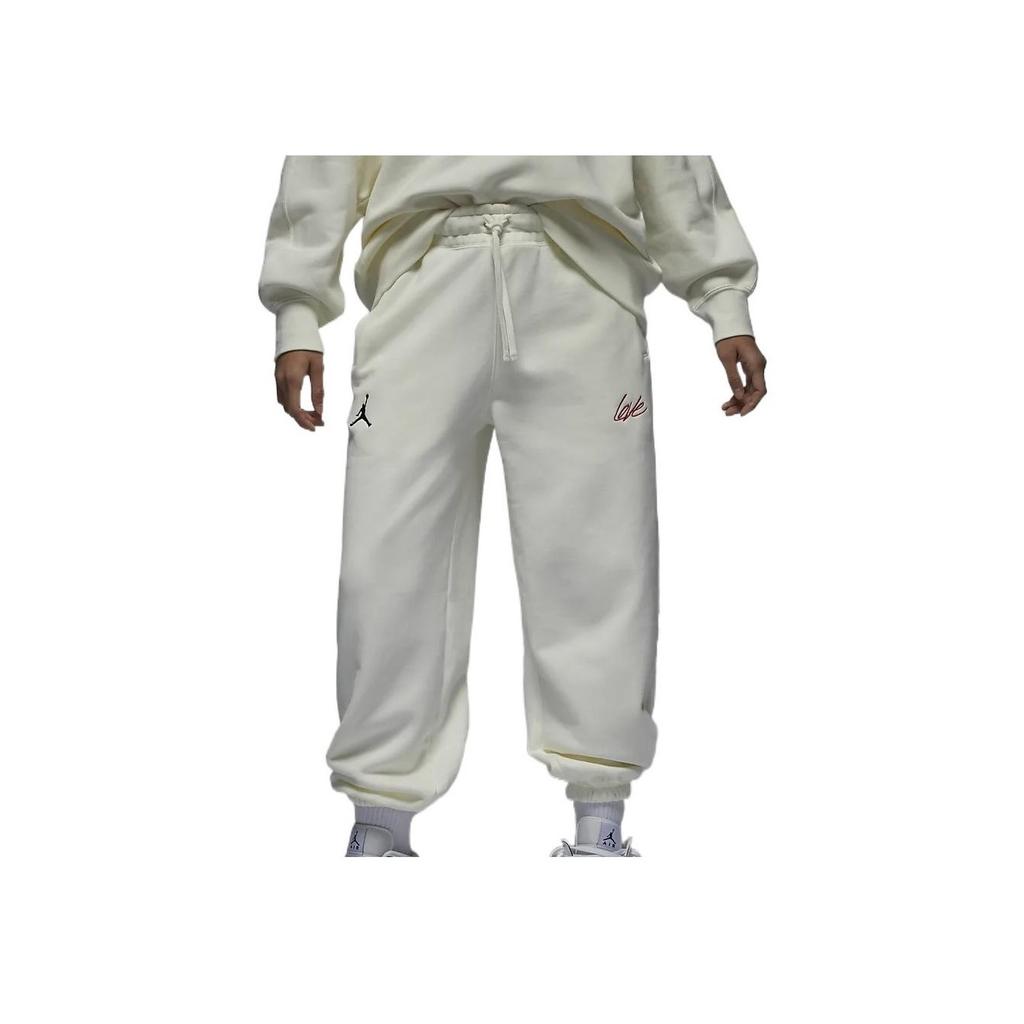Jordan Embroidered Mid-Rise Jogger Pants with Drawstring Women Bottoms White FD4804-133