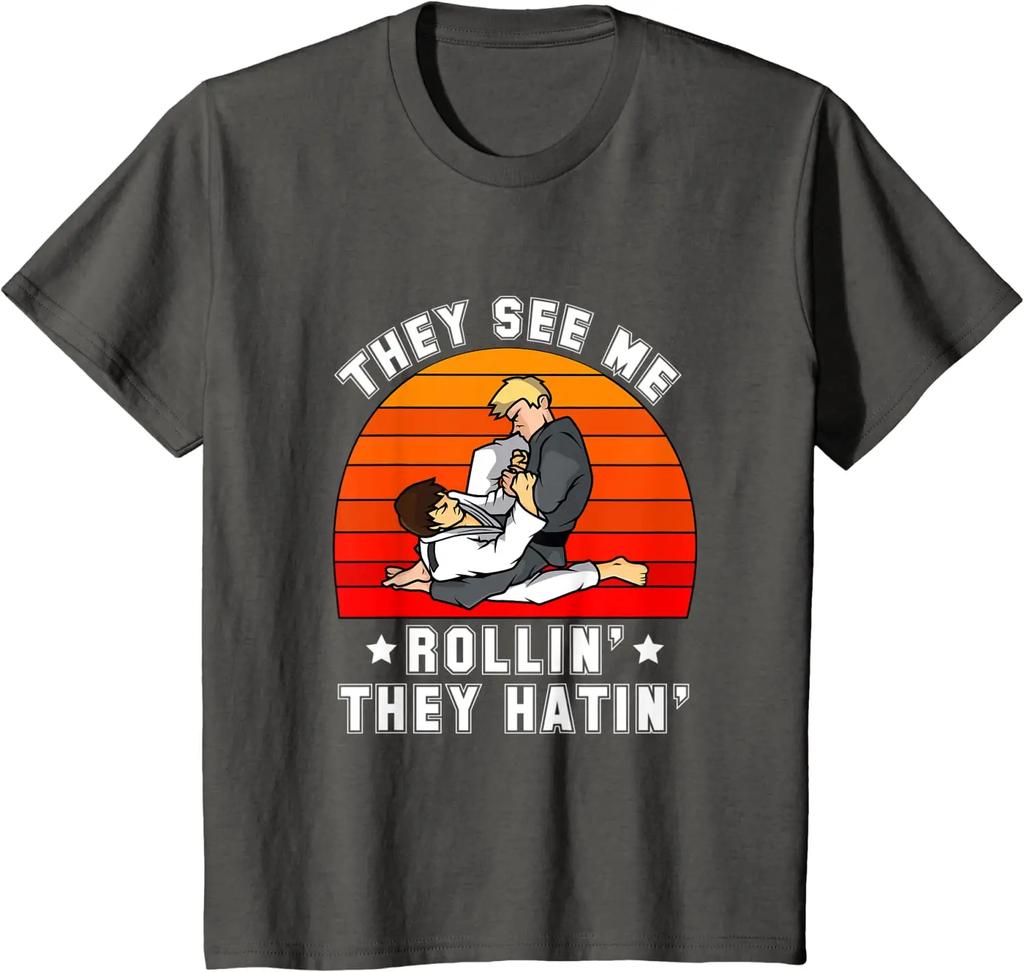 Jiu Jitsu Shirt They See Me Rollin They Hatin Men TShirt Short Sleeve Casual Cotton ONeck Summer Shirts