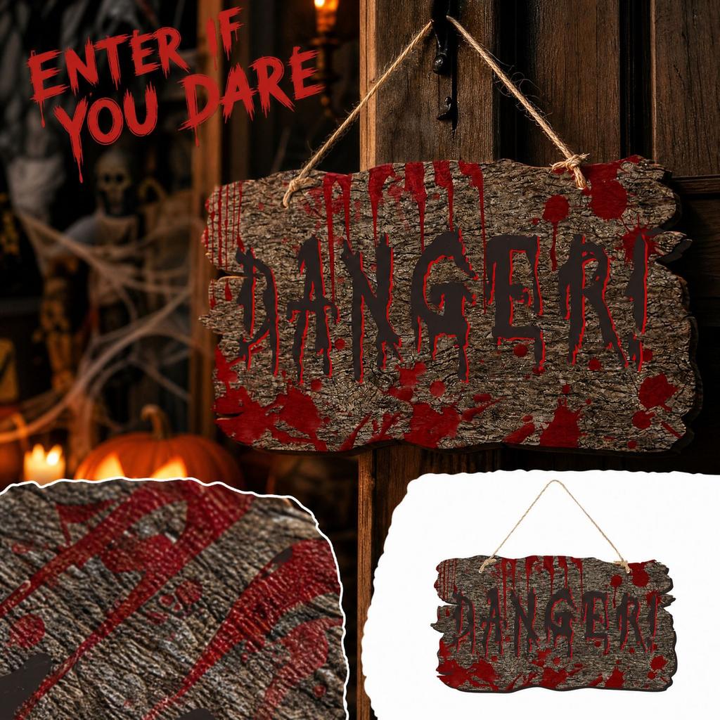 Halloween Door Hanger with Blood Splatter Letters and Wood