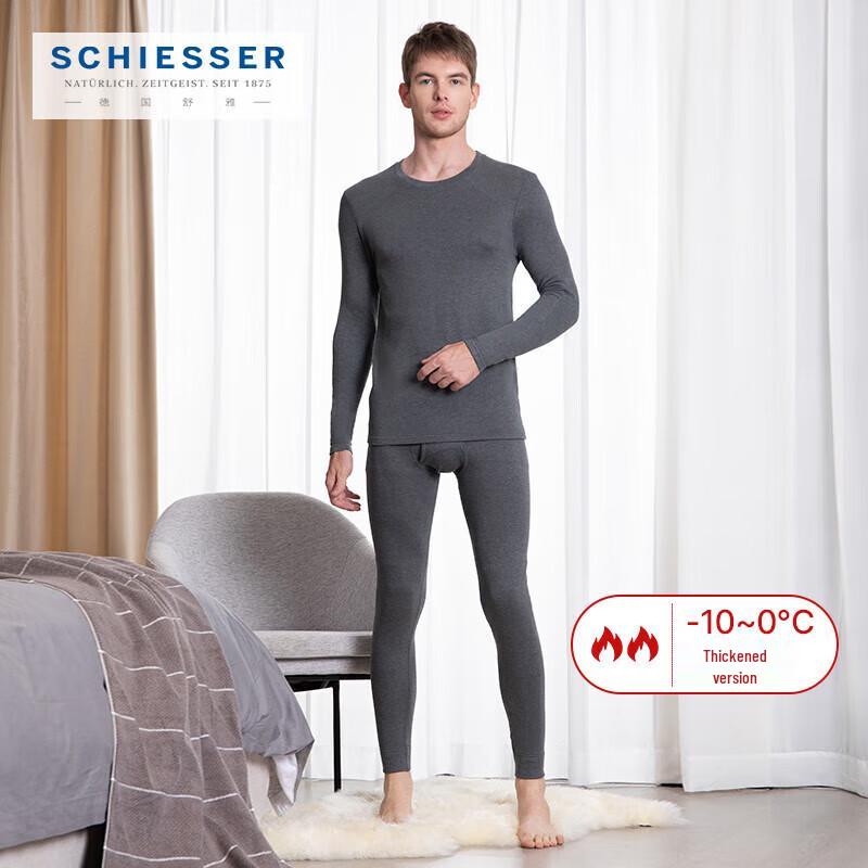 Schiesser Men s Crew Neck Far-infrared Thermal Underwear Set 2XL