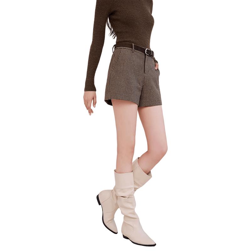 Xiangying Women's Wool Blend High-Waist A-Line Shorts