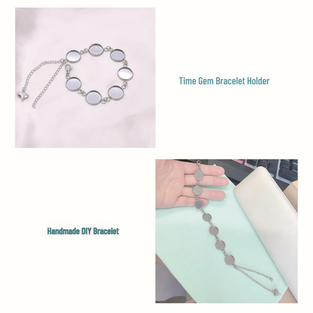 DIY Stainless Steel 12mm Time Gem Bracelet Base Tray Ornament