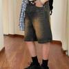 JYL Men's Denim Shorts American Washed Slim Straight  Summer Denim