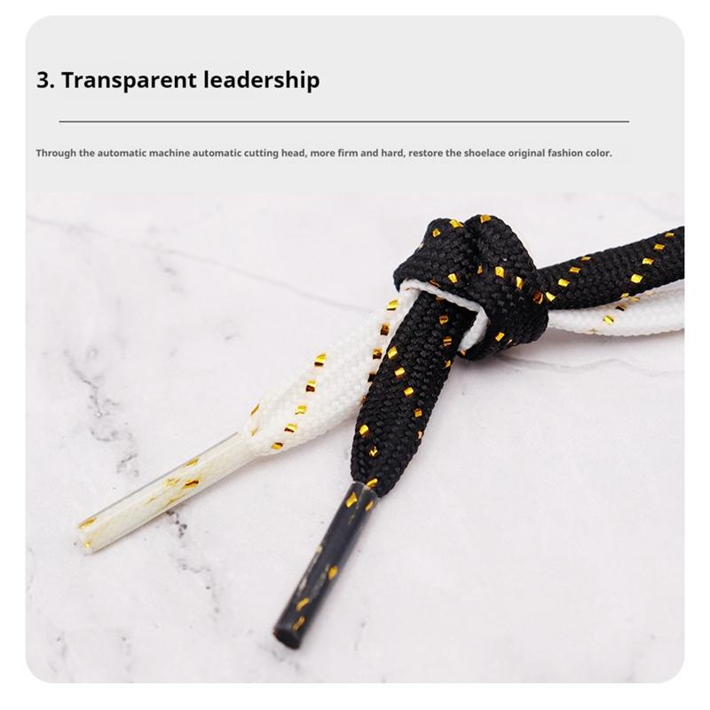 1Pair Luxury Gold wire Flat Shoelaces Sneakers Casual Shoe laces 7mm Wide Rope Shoelace Shoes Accessories 60/100/120/140/160CM