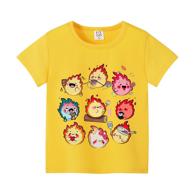 Movie Howl's Moving Castle Kids T Shirt Howell Jenkins Calcifer Short Sleeve Tee for Boy Girl Cartoon Anime Tops Summer Clothes