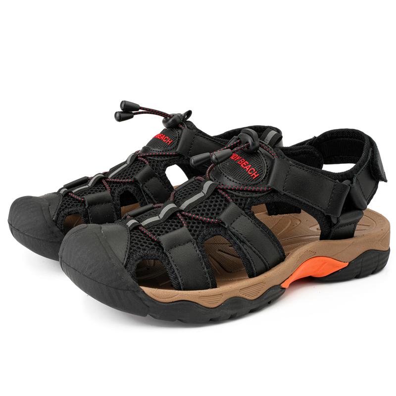 Summer Men's Outdoor  Leather Large Size Toe Sandals Summer Casual Men's Fashion Outdoor Non-Slip Beach Sandals