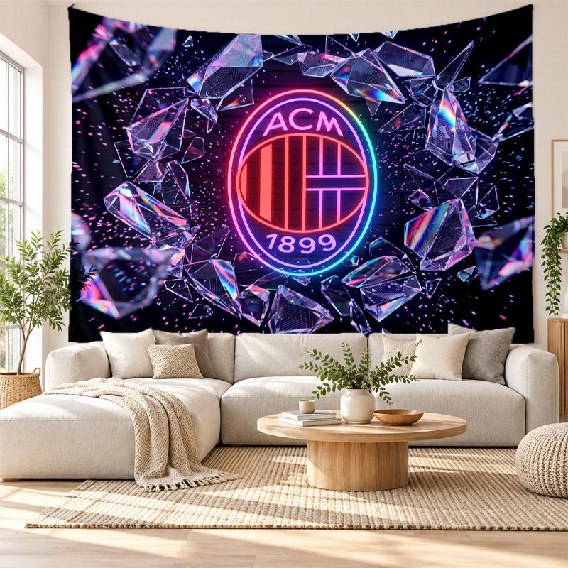 AC Milan Wall Tapestry, Soft Fabric Wall Hanging, Decorative Backdrop For Bedroom Home Wall Art