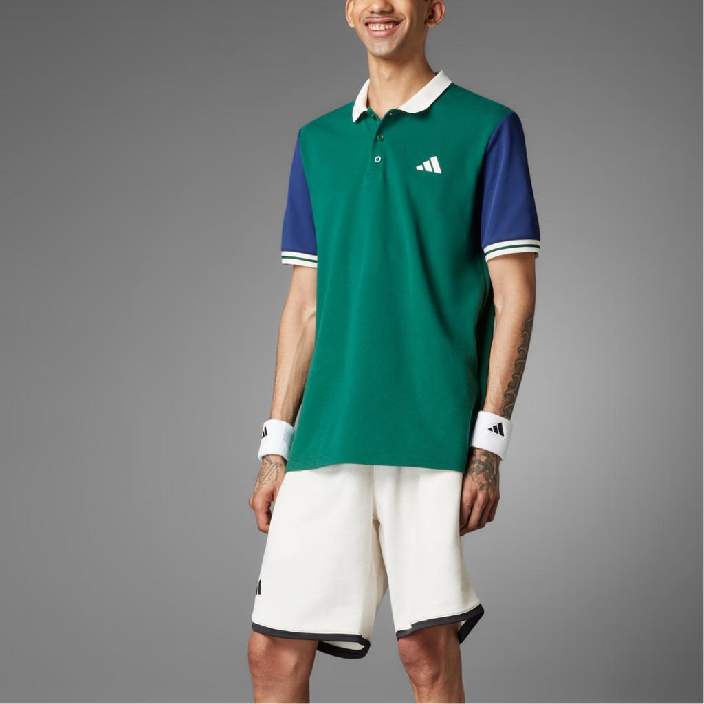 adidas Tennis Heritage Logo Moisture-Wicking Pullover Fashion Short Sleeve Polo Shirt Men Polo Shirts University-Green JC6745