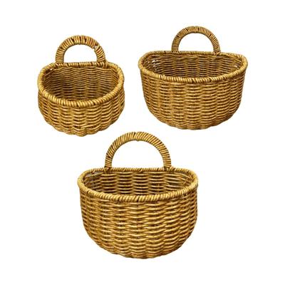 Cesta de Armazenamento de Rattan Sintético Suporte de Vaso de Parede Cesto Suspenso para Casa Jardim Sala de Estar Casa de Campo Cebolas