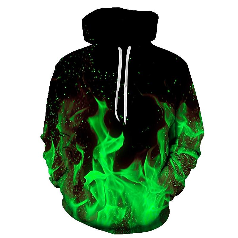 Męska Bluza z Kapturem Graficzna Płomienie Piekielne Płomień Bluzy Bluza Imprezowa Codzienna Z Długim Rękawem Z Kapturem