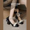 Single Shoes Women's Spring 2025 New Light Mouth Versatile Shoes Pearl Lady Thick Heel Mary Jane High Heels