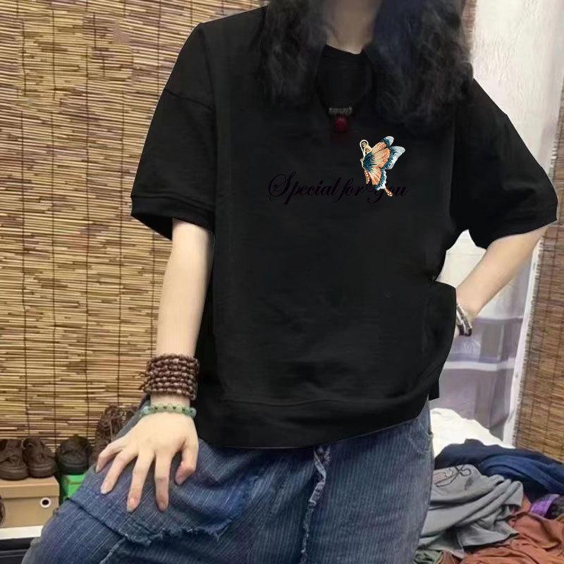Women's 100% Cotton Casual Loose Fit Half Sleeve Graphic T-Shirt - Slimming Design, Plus Size Trend