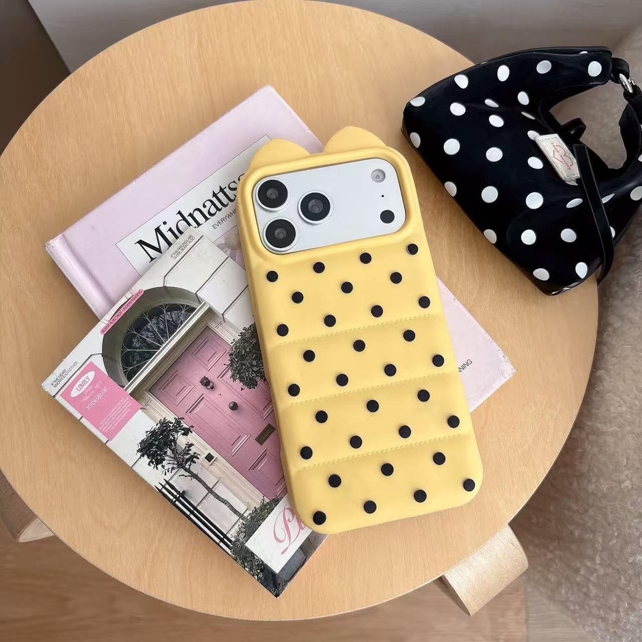 3D Polka Dot Cat Ear Drop-Proof Case for iPhone 14/13/12 PROMAX iPhone 13 Pro