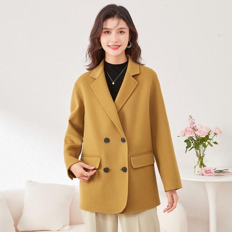 Women's Premium Double-Faced 100% Wool Double-Breasted Coat