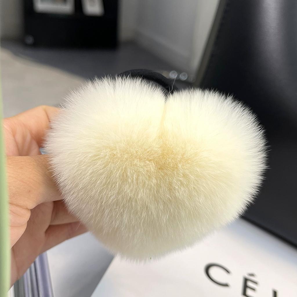 Korean cute Rex rabbit hair band ponytail headrope Internet celebrity high sense hair rope plush love headgear autumn and winter women