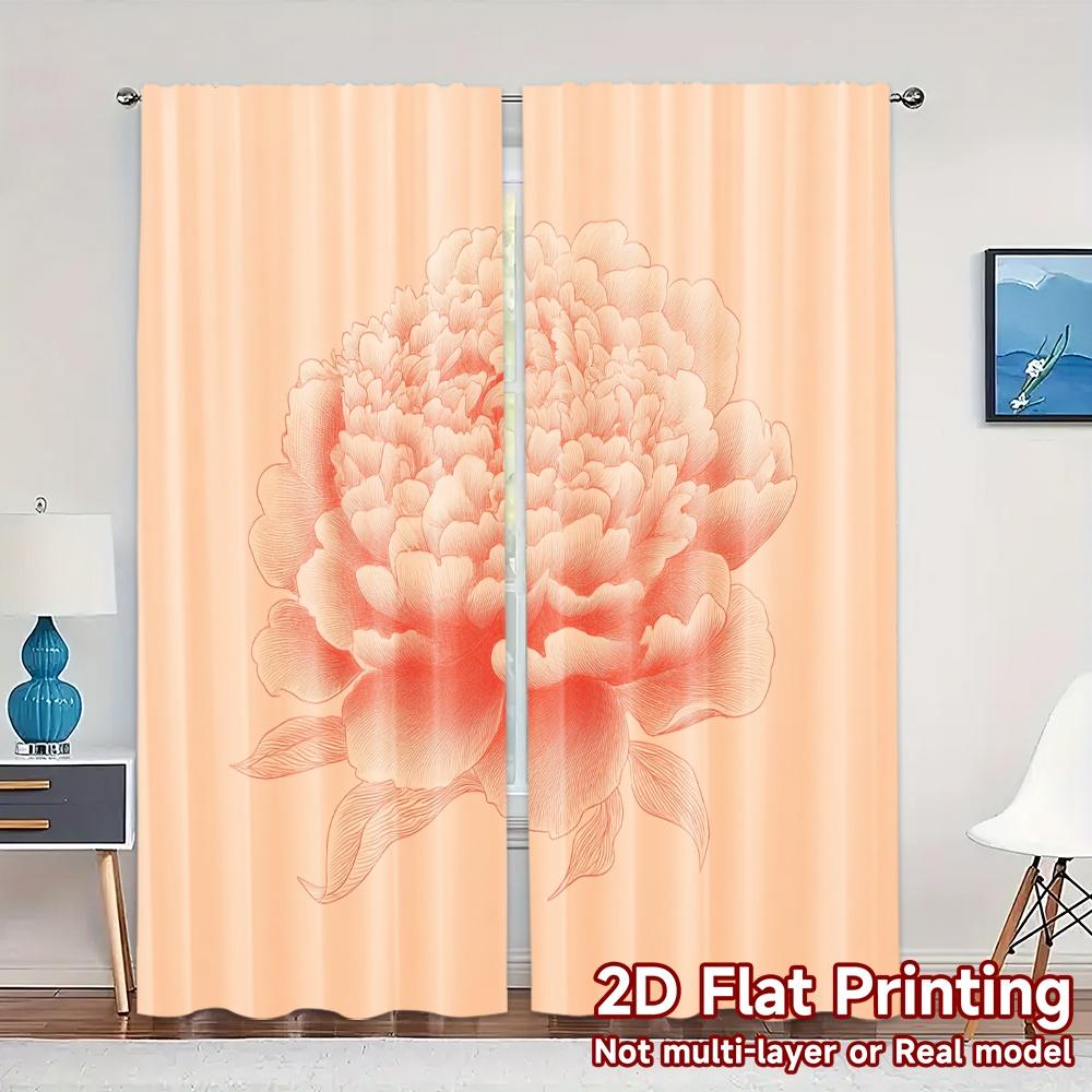 

2D FLAT PRINTING 2pcs Curtains (Without Rod) Floral Elegance in Pink (2) Valentine is day holiday curtains with digital printing 100*130 Grommet Top 1pcs