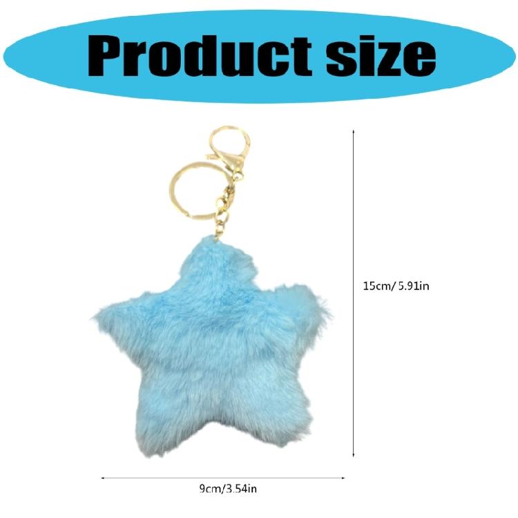 Multi Functional Star Keychain Plush Soft Key Holder Blue Design For Quick Access And Decorative Purposes