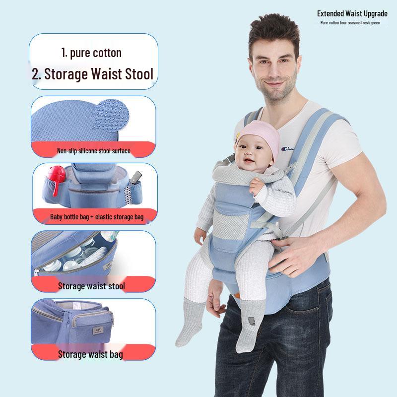 Multifunctional Baby Carrier with Horizontal Hold & Waist Stool Storage