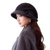 Literary flower bucket hat autumn and winter retro simple pot hat temperament big head circumference show face small hat women's