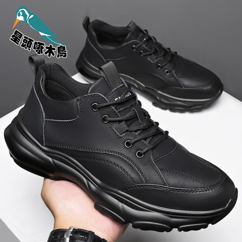 2025 autumn and winter cotton shoes versatile leather shoes men's sports and leisure shoes platform trend shoes