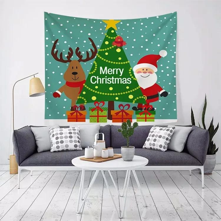 Christmas Pattern Tapestry Home Bedroom Living Room Wall Decoration Christmas Theme Tapestry