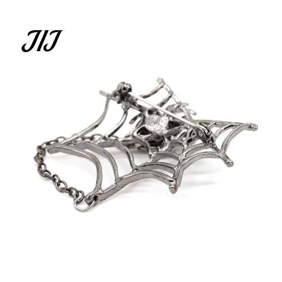 Women Gothic Jewelry Spider Web Brooch for Halloween, Sparkling Rhinestone Lapel Spooky Pin Pin, Holiday Clothing Accessory Men