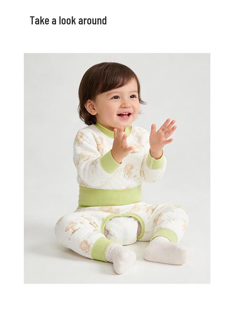 Boys' and Girls' Padded Winter Pants - Warm, High Waist, Open Crotch, Cotton for Belly Protection