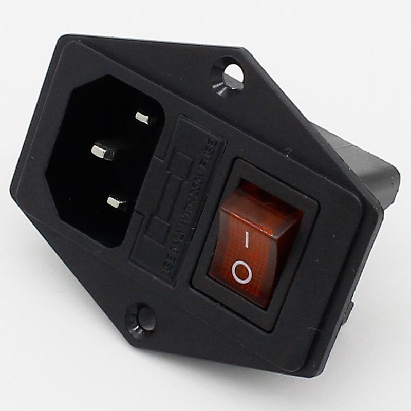 5pcs  brass part  with 10A fuse  power socket with Rocker Switch ac socket 3 Terminal Power Socket with Fuse Holder Connector