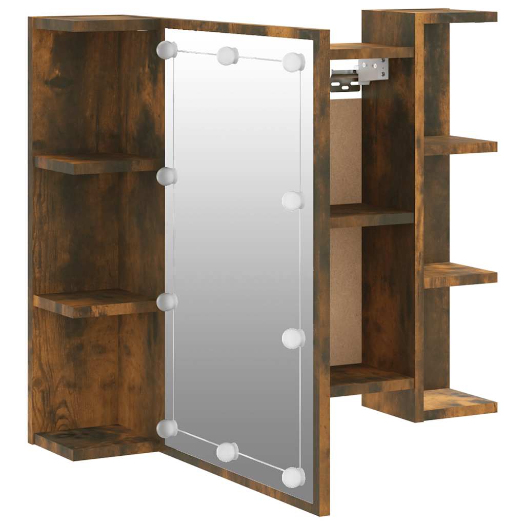 LED Mirror Cabinet in Smoked Oak 70 x 16.5 x 60 cm
