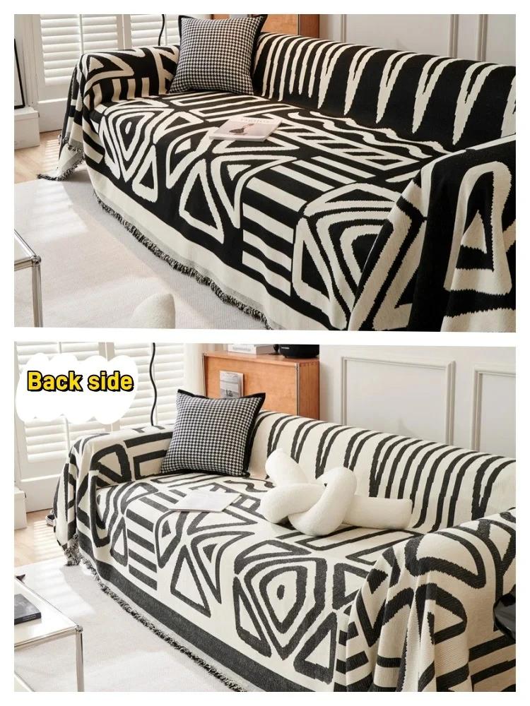 Bohemia Style Chenille Sofa Towel with Tassels Double-side Living Room Camping Picnic Large Blanket Leisure Relax Beach Towel