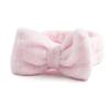 Women's European American Style Soft Coral Velvet Bow Fluffy Microfiber Spa Headband for Facial Makeup Non-Slip Shower Face