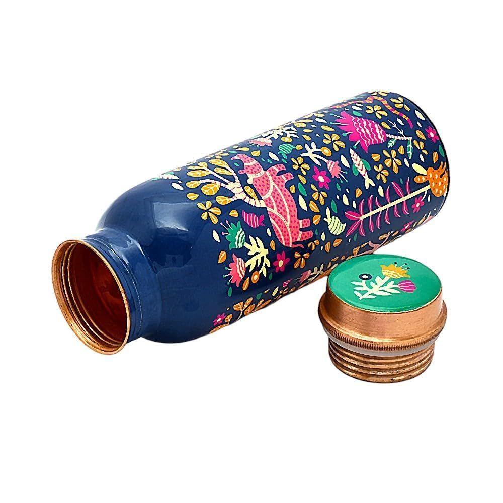 HOMES Copper Water Bottle 500 ML With Anti Oxidant Properties | Diwali Gifts for Family and Friends 100% Copper Water Bottle (Multi Color - 500 ML)