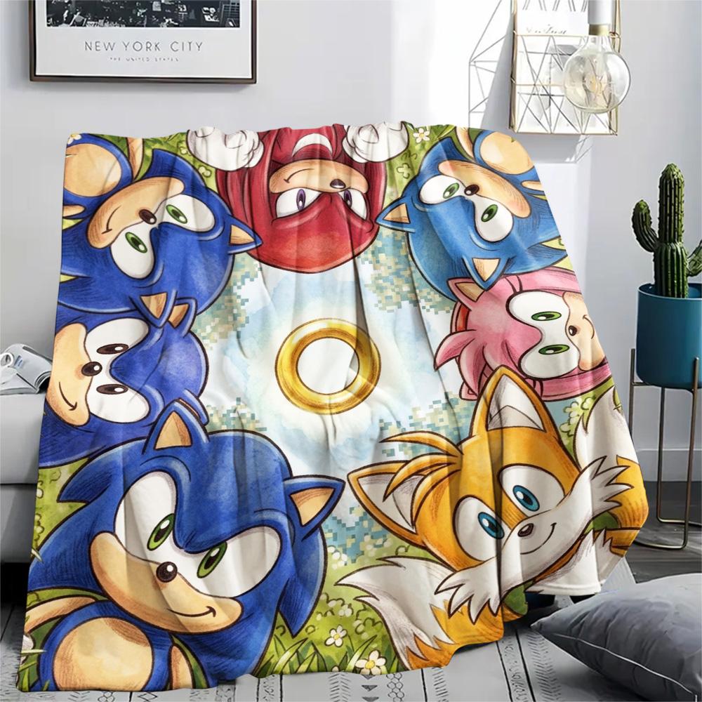 Hedgehog Sonic Warm Print Style Flannel Blanket Comfortable for Home Bedroom Outdoor Picnic.-TING