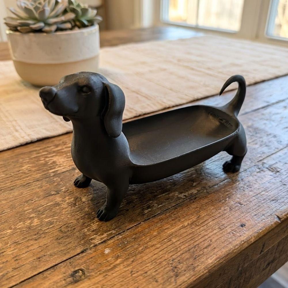 Minimalist Style Dachshund Storage Tray Solid Color Catchall Tray for Entryway  Home Office