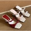 New Design Fashion Summer Wedges Heel Women Slippers Fashion Open Toe Butterfly-knot Ladies Dress Slides Lazy Shoes