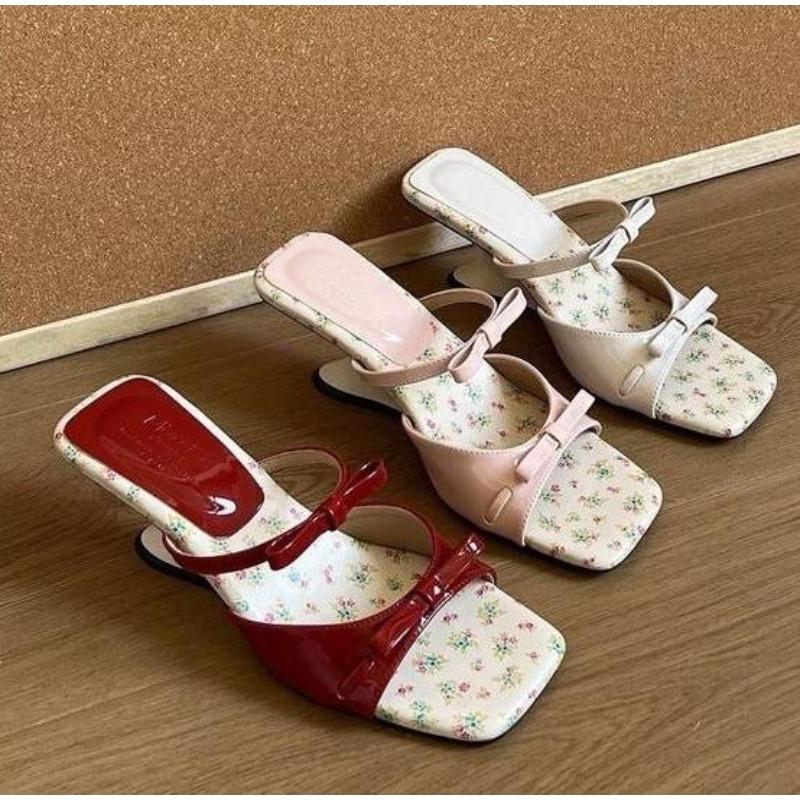 New Design Fashion Summer Wedges Heel Women Slippers Fashion Open Toe Butterfly-knot Ladies Dress Slides Lazy Shoes