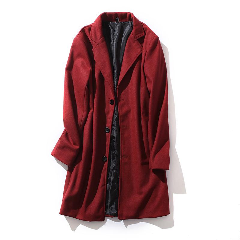 Men’s Solid Color Turn-Down Collar Single-Breasted Trench Coat In Various Colors - European and American Style