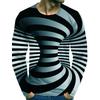 3D Printed Trend Long Sleeved Fashion Round Neck T-shirt