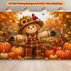 1 Piece of 2D Flat Background Fabric Background Fabric with Image of Scarecrow and Pumpkin Fieldzyc