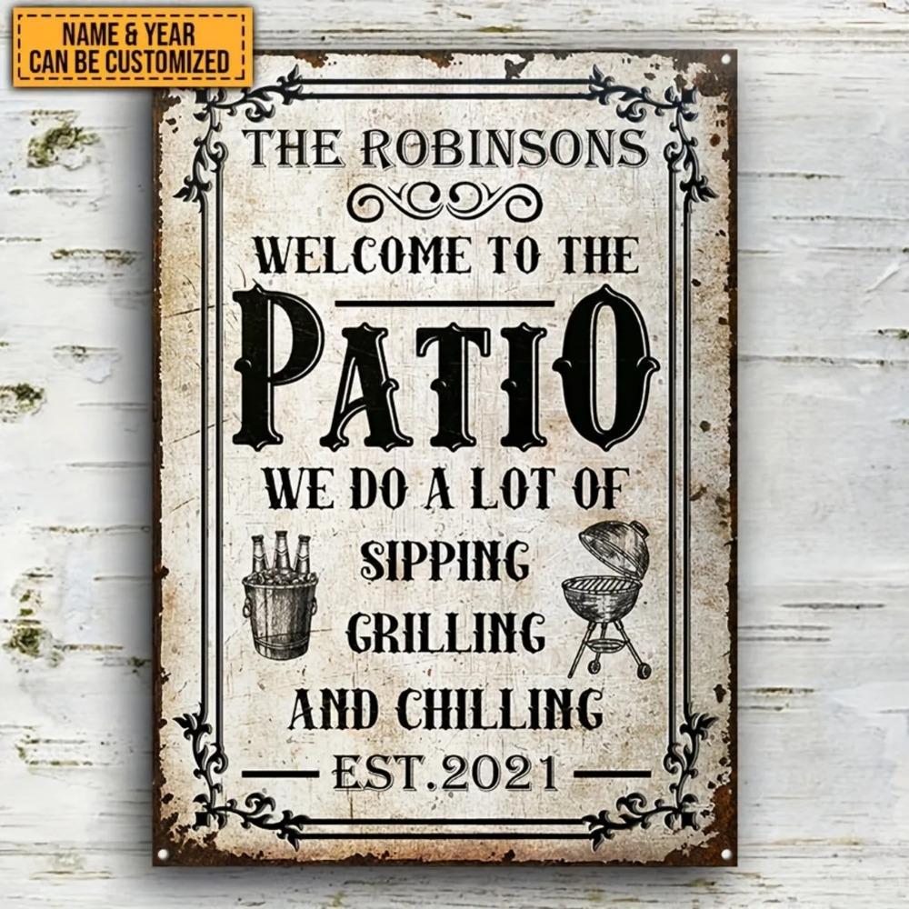 Customizable Vintage Welcome Metal Patio Sign Home Decor