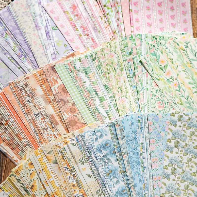 Journal GO 50 Stück Floral Handgemachtes Material Papier Junk Journal Planer Scrapbooking Vintage Dekoration Collage DIY Bastelpapiere
