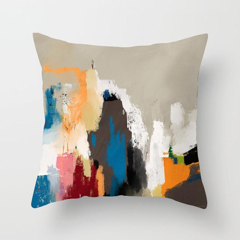 Nordic Light Luxus Sofa Kissen Bezug Abstrakte Ölgemälde Nacht Bett Einfache Kissen Kissen Taille Pillowcase