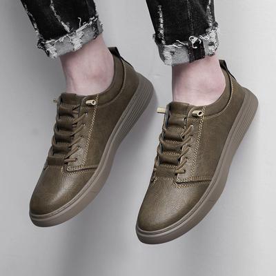 Brand Spring New Men's Fashion Lace Up Leather Shoes Trend 2024 Classics Casual Shoes All-match Sports Leather Men Low-top Shoes