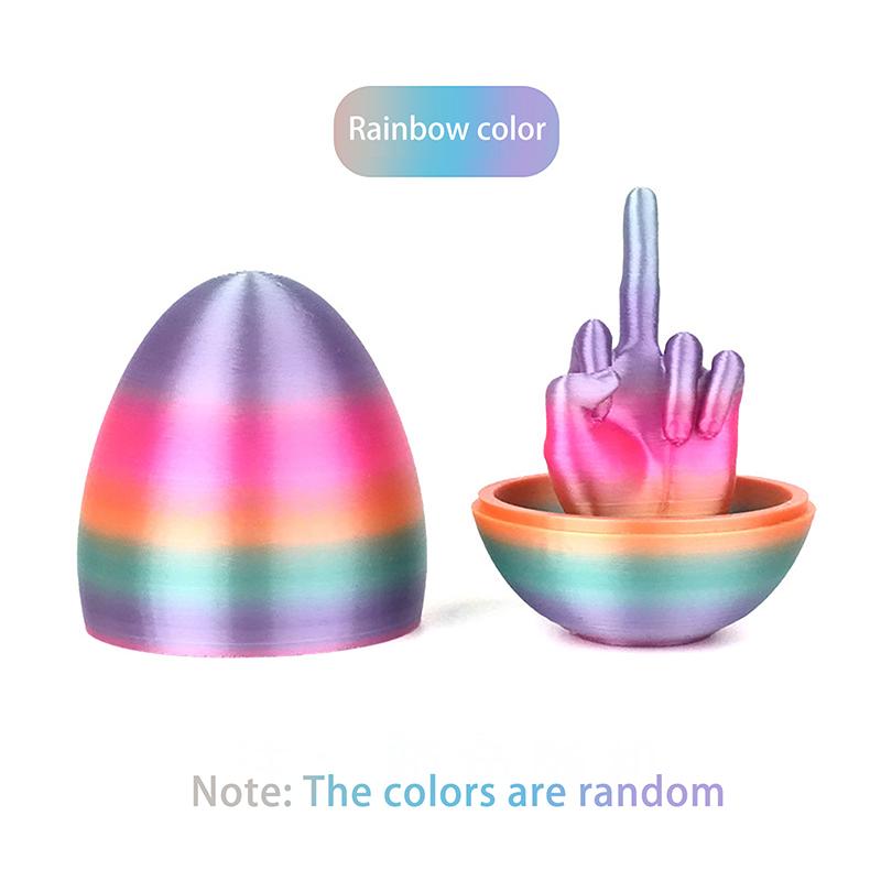 

Easter Egg 3D Printing Middle Finger Ornaments Funny Middle Finger Egg Decompress Desktop Decorative Crafts Prank Gift
