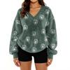 Women's V-Neck Sweatshirt Plush Solid Color Casual Fashion Long Sleeve With Pocketed Pullover Top